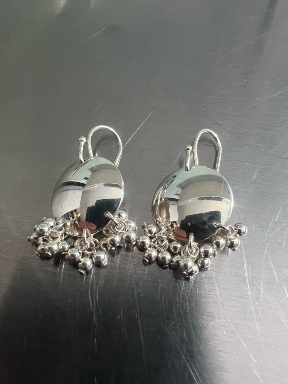 Silpada Sterling Silver Disk Earrings with Cha Cha Balls on French wires